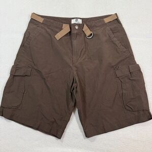 Gap Cargo Shorts Men 35 Brown Belted Nylon Cotton‎ Casual